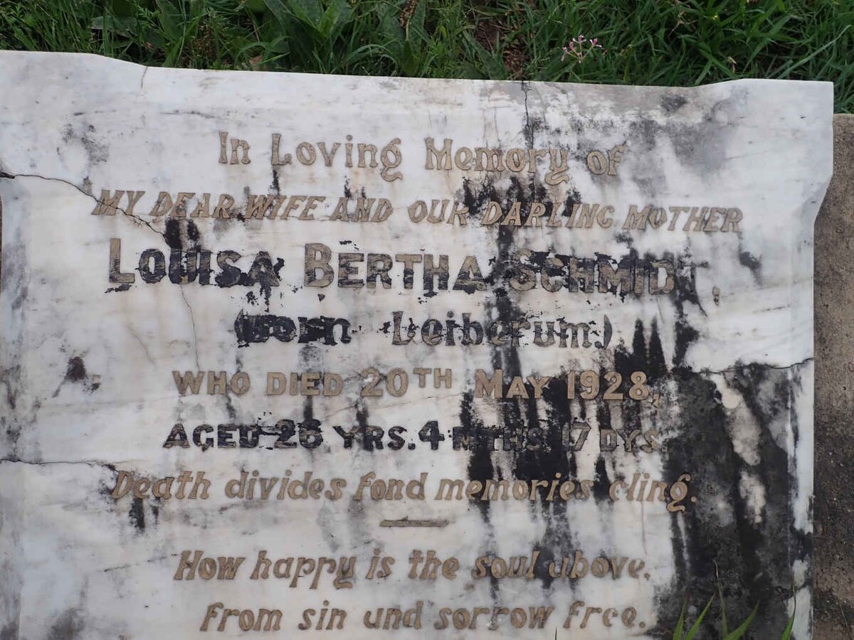 SCHMIDT Louisa Bertha nee LEIBERUM -1928