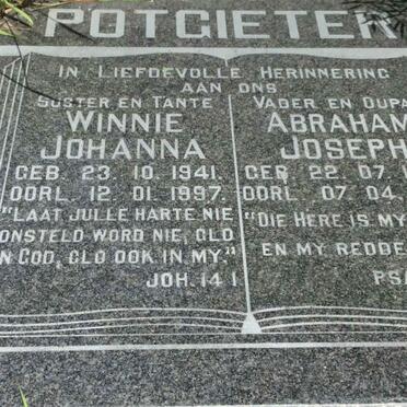 POTGIETER Abraham Joseph 1913-1990 &amp; Winnie Johanna 1941-1997