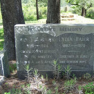 BAIER J.A. 1889-1964 &amp; Lydia 1887-1975