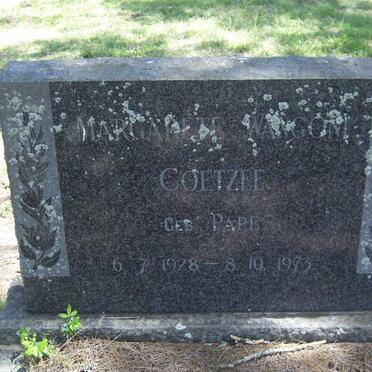 COETZEE Margarete Wangone nee PAPE 1928-1973