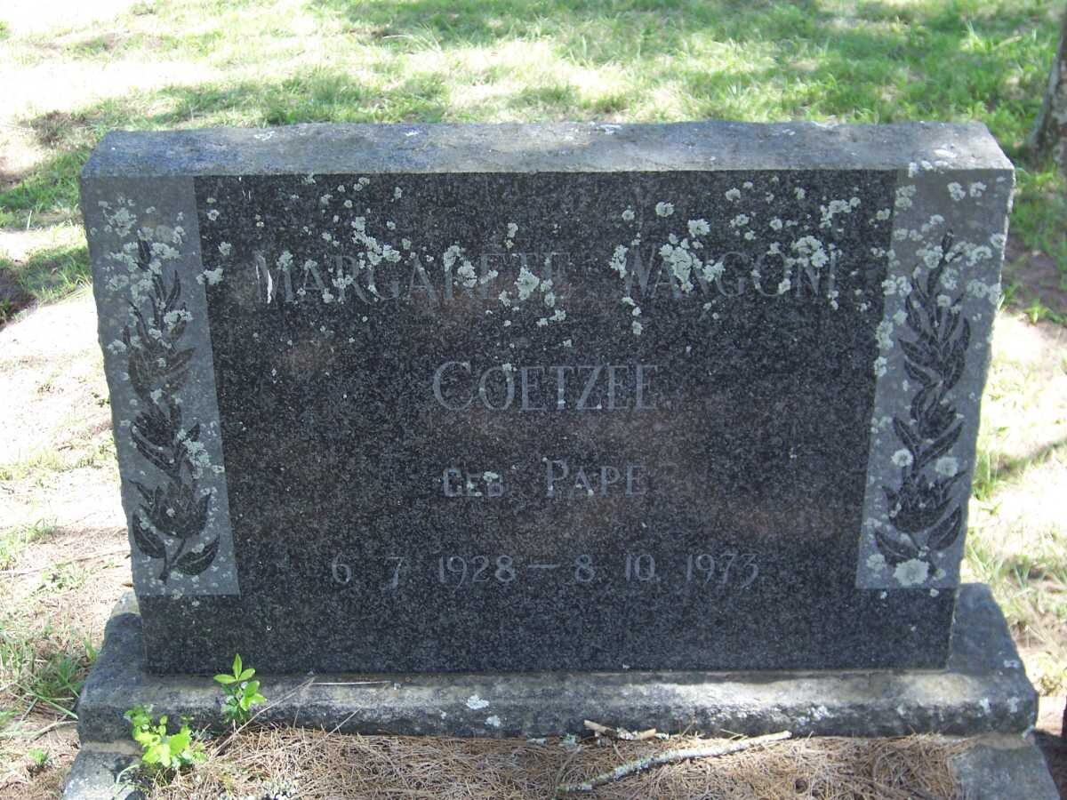 COETZEE Margarete Wangone nee PAPE 1928-1973