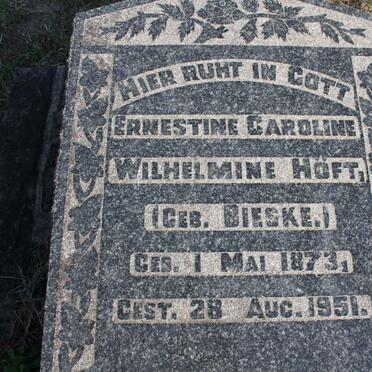 HOFT Ernestine Caroline Wilhelmine nee BIESKE 1873-1951