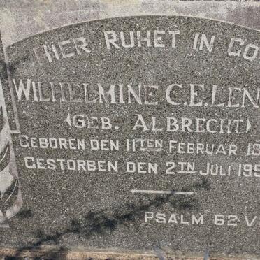LENTZ Wilhelmine C.E. nee ALBRECHT 1869-1958