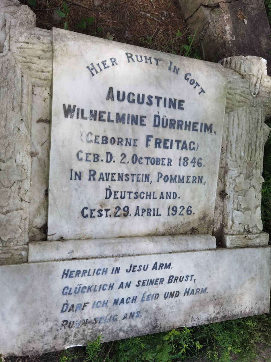 DURRHEIM Augustine Wilhelmine nee FREITAG 1846-1926