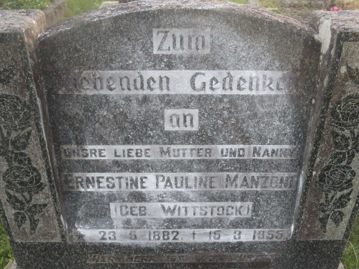 MANZONI Ernestine Pauline nee WITTSTOCK 1882-1955