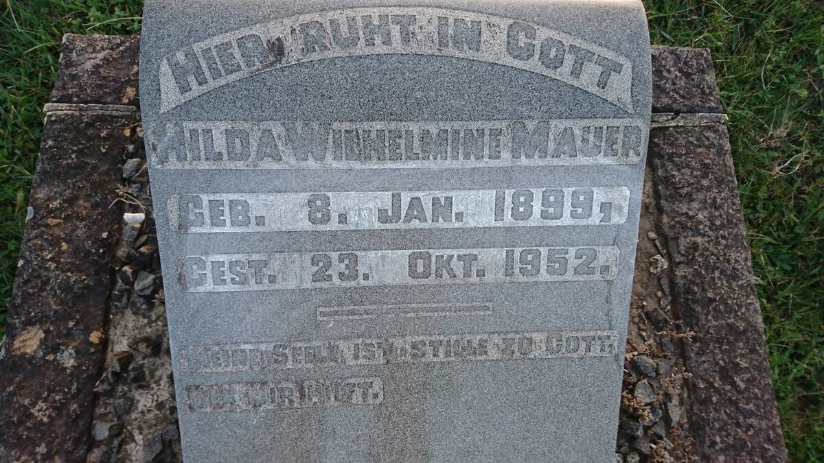 MAUER Hilda Wilhelmine 1899-1952