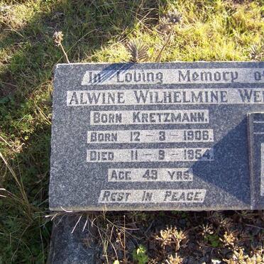 WEISS Alwine Wilhelmina nee KRETZMANN 1906-1954