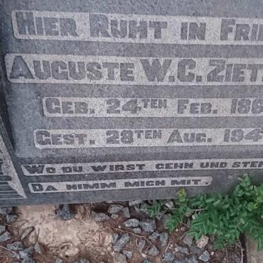 ZIETLOW Auguste W.C. 1861-1943