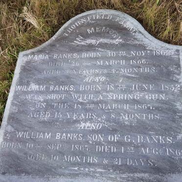 BANKS William 1852-1867 :: BANKS Maria 1862-1866 :: BANKS William 1867-1868