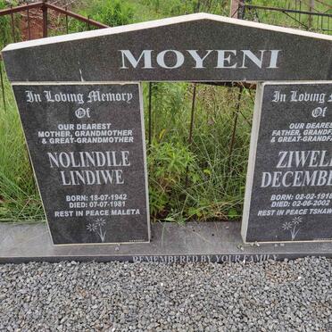 MOYENI Ziwele December 1918-2002 &amp; Nolindile Lindiwe 1942-1981