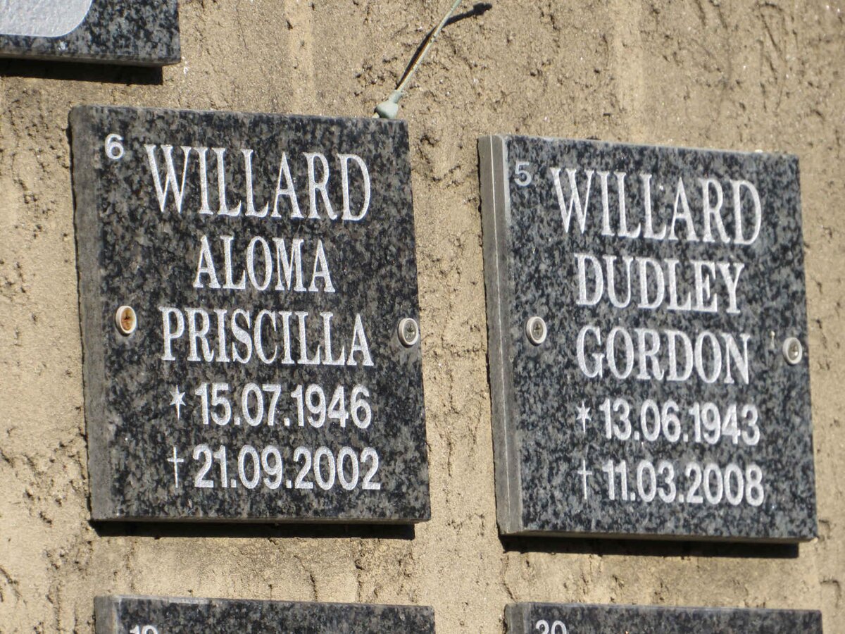 WILLARD Dudley Gordon 1943-2008 &amp; Aloma Priscilla 1946-2002