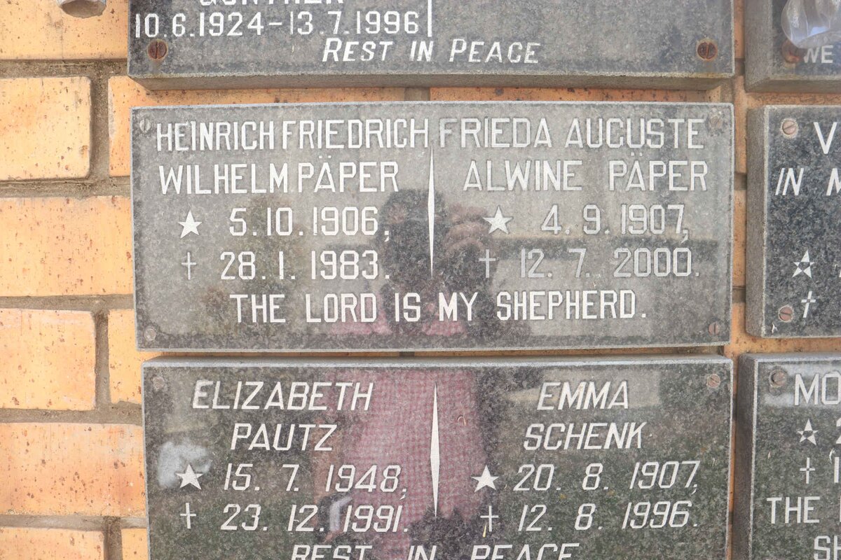 PÄPER Heinrich Friedrich Wilhelm 1906-1983 &amp; Frieda Auguste Alwine 1907-2000