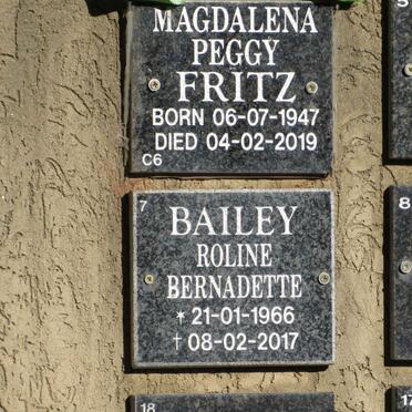 FRITZ Magdalena Peggy 1947-2019 :: BAILEY Roline Bernadette 1966-2017
