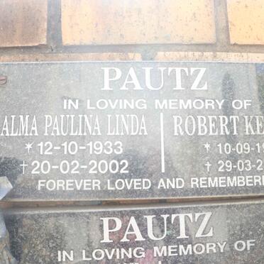 PAUTZ Robert Kennen 1928-2009 &amp; Alma Paulina Linda 1933-2002