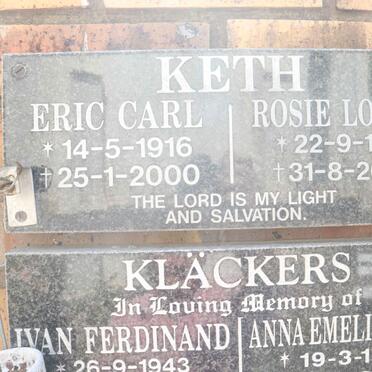 KETH Eric Carl 1916-2000 &amp; Rosie Louisa 1914-2000