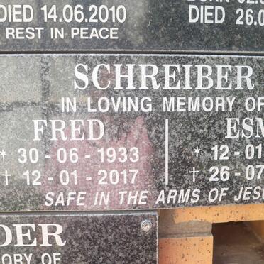 SCHREIBER Fred 1933-2017 &amp; Esme 1939-2020