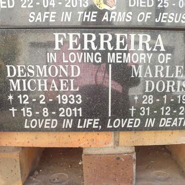 FERREIRA Desmond Michael 1933-2011 &amp; Marlene Doris 1935-2017
