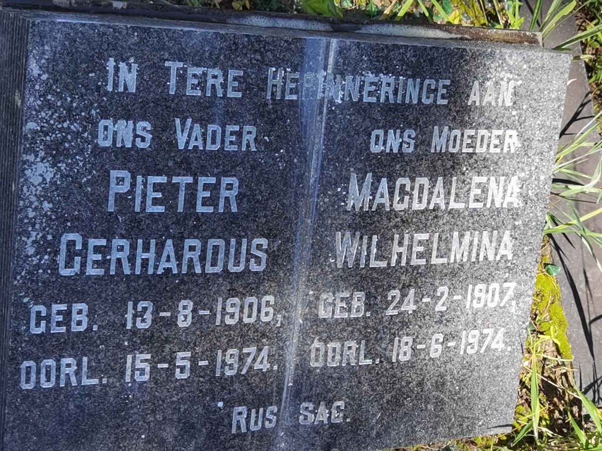 ? Pieter Gerhardus 1906-1974 &amp; Magdalena Wilhelmina 1907-1974