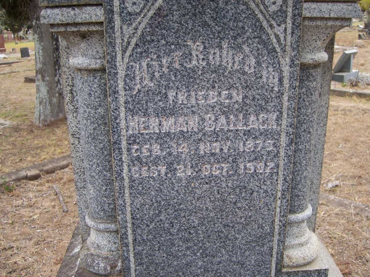 BALLACK Herman 1879-1902