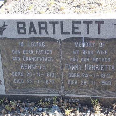 BARTLETT Kenneth 1910-1977 &amp; Fanny Henrietta 1912-1963