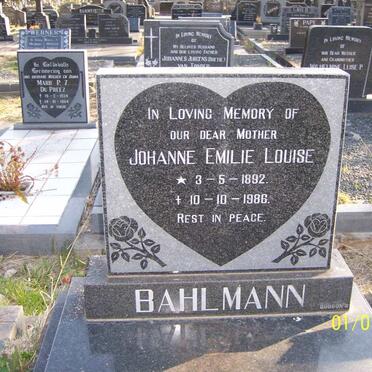 BAHLMANN Johanne Emilie Louise 1892-1986