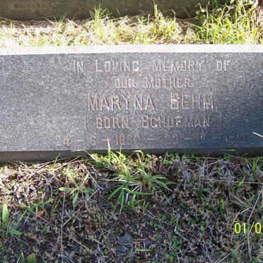 BEHM Maryna nee SCHOEMAN 1893-1966