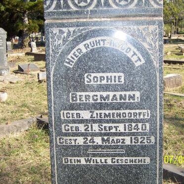 BERGMANN Sophie nee ZIEMENDORFF 1840-1925