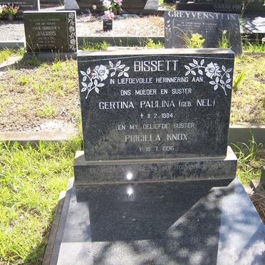 BISSETT Gertina Paulina born NEL -1984 :: KNOX Pricilla -1996