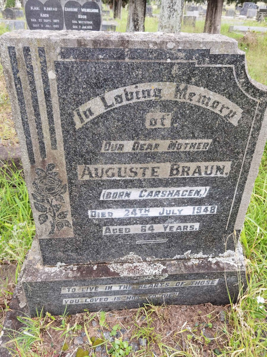 BRAUN Auguste nee CARSHAGEN -1948