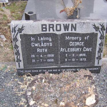 BROWN George Aylesbury Cave 1906-1975 &amp; Gwladys Ruth 1908-1998
