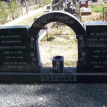 BREETZKE Bernard Edward 1912-1989 &amp; Beatrice Esther 1909-2001