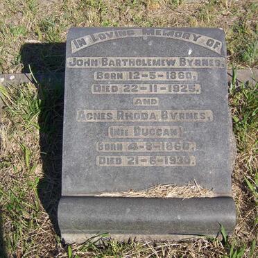 BYRNES John Bartholemew 1860-1925 &amp; Agnes Rhoda DUGGAN 1860-1930