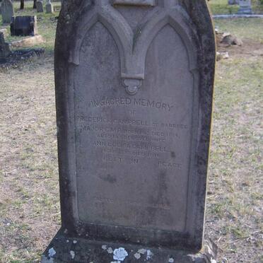 CAMPBELL Major Frederick 1810-1884 &amp; Ann Louisa 1830-1884