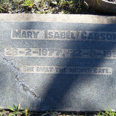 CARSON Mary Isabel 1877-1954