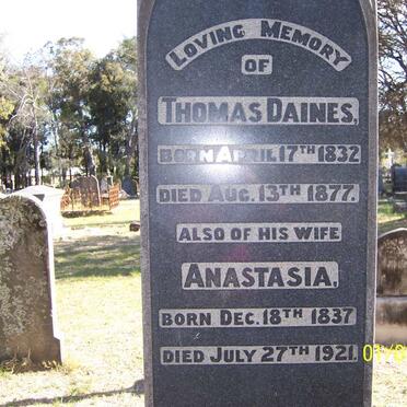 DAINES Thomas 1832-1877 &amp; Anastasia 1837-1921