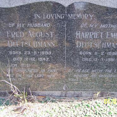 DEUTSCHMANN Fred August 1893-1947 &amp; Harriet Emily 1898-1991