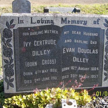DILLEY Evan Douglas 1884-1957 &amp; Ivy Gertrude CROSS 1886-1961