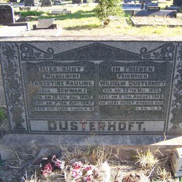 DUSTERHOFT Friedrich Wilhelm 1863-1948 &amp; Wilhelmine Ernestine Pauline SCHWAN 1867-1947