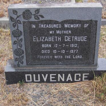 DUVENHAGE Elizabeth Getrude 1912-1977