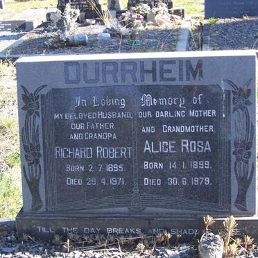 DURRHEIM Richard Robert 1895-1971 &amp; Alice Rose 1899-1979