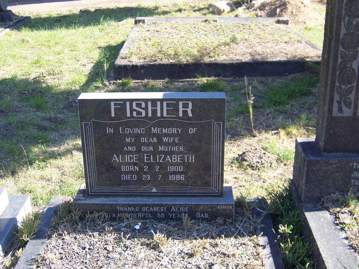 FISHER Alice Elizabeth 1900-1986