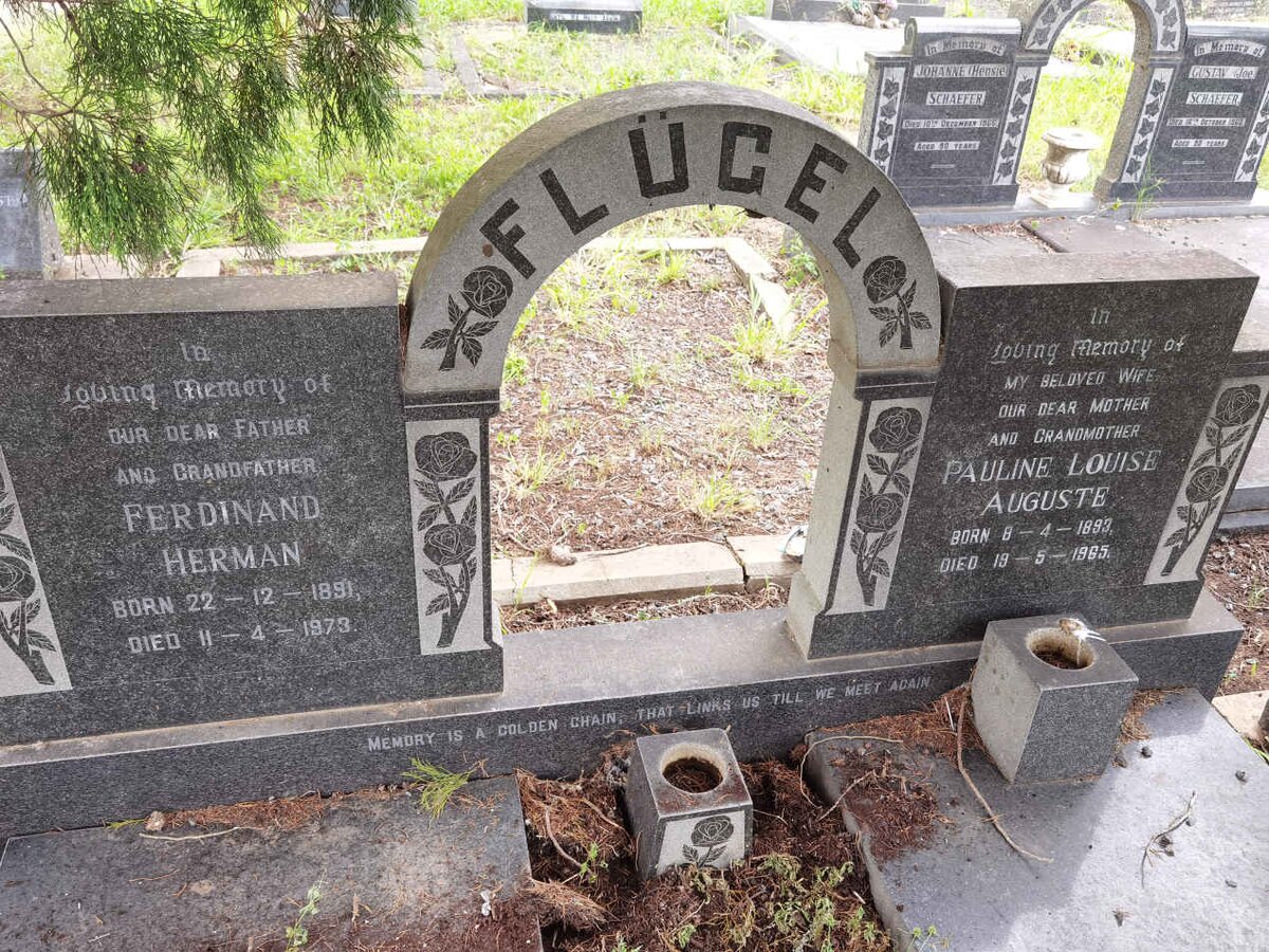 FLUGEL Ferdinand Herman 1891-1973 &amp; Pauline Louise Auguste 1883-1965