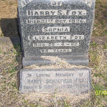 FOX Harry S. -1926 &amp; Sophia Elizabeth -1962 :: FOX Harry Scholfield