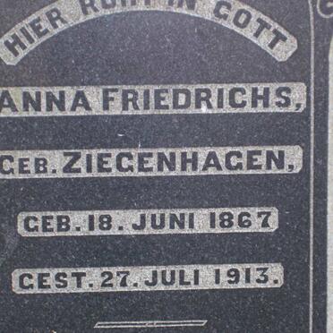 FRIEDRICHS Anna nee ZIEGENHAGEN 1867-1913
