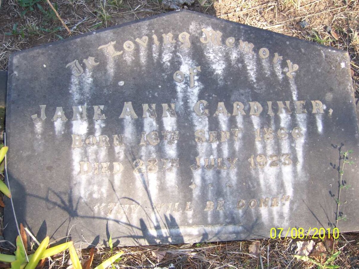 GARDINER Jane Ann 1866 -1923