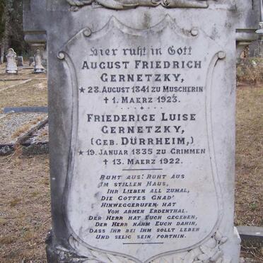 GERNETZKY August Friedrich 1841-1923 &amp; Friederice Luise DURRHEIM 1835-1922