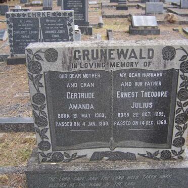 GRUNEWALD Ernest Theodore Julius 1889-1960 &amp; Gertrude Amanda 1903-1990