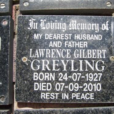 GREYLING Lawrence Gilbert 1927-2010