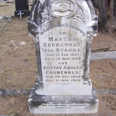 GRUNEWALD Gustav Adolph 1868-1929 &amp; Martha STAUDE 1873-1928