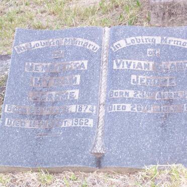 JEROME Vivian Claude 1881-1931 &amp; Henrietta Myriam 1874-1962